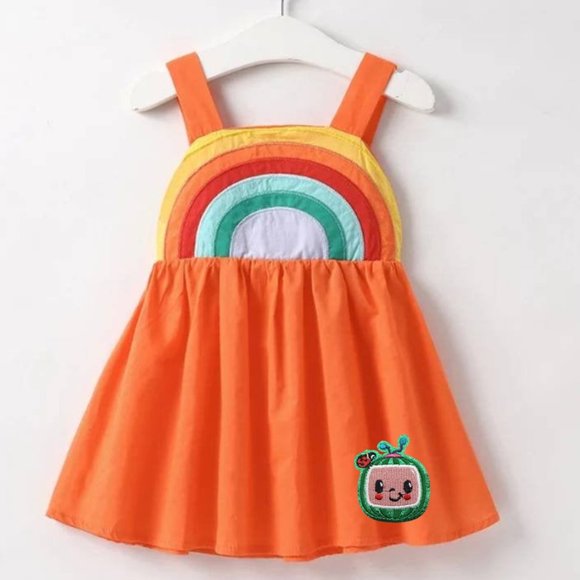 Cocomelon Dress Rainbow Orange Sleeveless Outfit Birthday Watermelon Clothes - Picture 1 of 2
